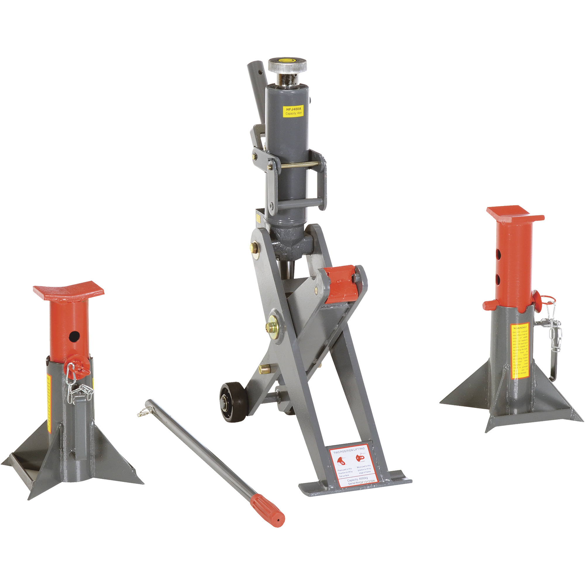 Vestil Steel Manual Hydraulic Fork Truck Jack, 43-1/4in. x 7-7/8in. x 36in., 8,000-Lb. Capacity, Gray, Model# FORK-J